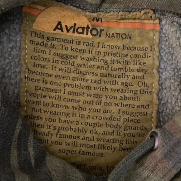 Aviator Nation Green Camouflage Hoodie Top M - Picture 7 of 8